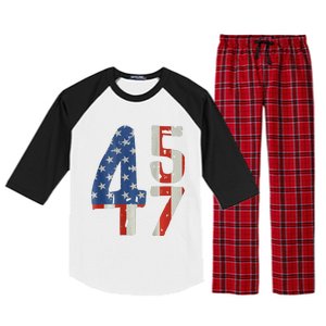 45 47 Trump 2024 American Flag (On Back) Raglan Sleeve Pajama Set