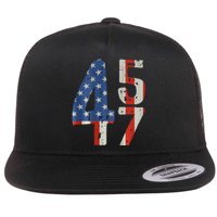 45 47 Trump 2024 American Flag (On Back) Flat Bill Trucker Hat