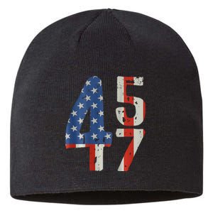 45 47 Trump 2024 American Flag (On Back) Sustainable Beanie