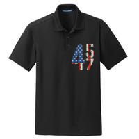 45 47 Trump 2024 American Flag (On Back) Dry Zone Grid Polo