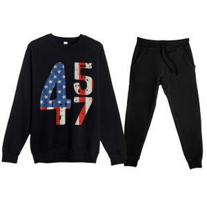 45 47 Trump 2024 American Flag (On Back) Premium Crewneck Sweatsuit Set