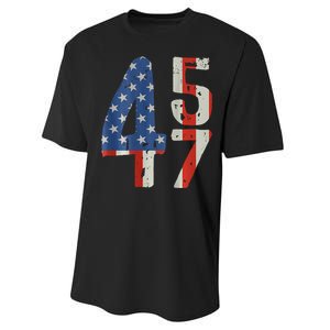 45 47 Trump 2024 American Flag (On Back) Performance Sprint T-Shirt