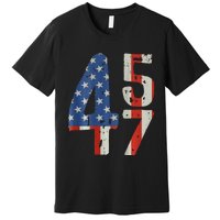 45 47 Trump 2024 American Flag (On Back) Premium T-Shirt