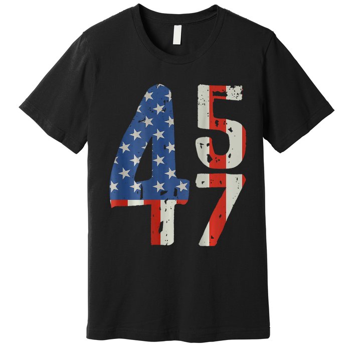 45 47 Trump 2024 American Flag (On Back) Premium T-Shirt