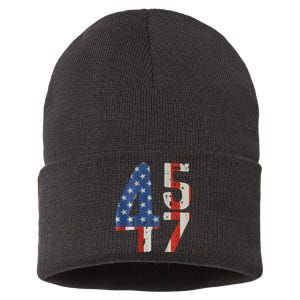 45 47 Trump 2024 American Flag (On Back) Sustainable Knit Beanie