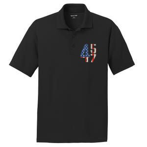 45 47 Trump 2024 American Flag (On Back) PosiCharge RacerMesh Polo