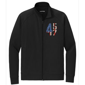 45 47 Trump 2024 American Flag (On Back) Stretch Full-Zip Cadet Jacket