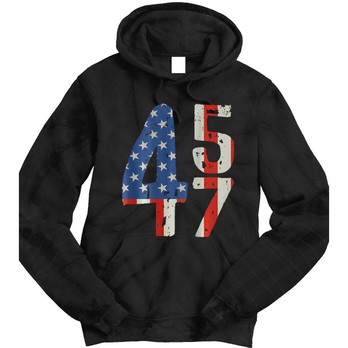 45 47 Trump 2024 American Flag (On Back) Tie Dye Hoodie