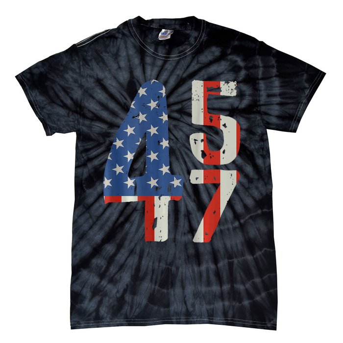 45 47 Trump 2024 American Flag (On Back) Tie-Dye T-Shirt