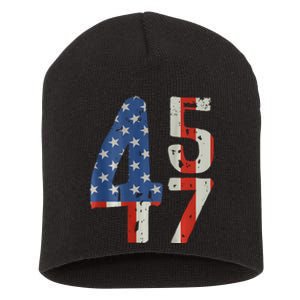 45 47 Trump 2024 American Flag (On Back) Short Acrylic Beanie