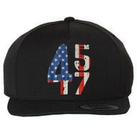 45 47 Trump 2024 American Flag (On Back) Wool Snapback Cap