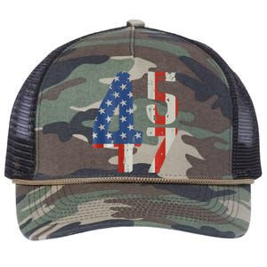 45 47 Trump 2024 American Flag (On Back) Retro Rope Trucker Hat Cap