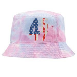 45 47 Trump 2024 American Flag (On Back) Tie-Dyed Bucket Hat