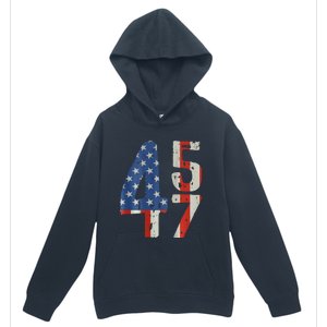 45 47 Trump 2024 American Flag (On Back) Urban Pullover Hoodie