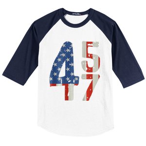 45 47 Trump 2024 American Flag (On Back) Baseball Sleeve Shirt