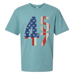 45 47 Trump 2024 American Flag (On Back) Sueded Cloud Jersey T-Shirt