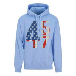 45 47 Trump 2024 American Flag (On Back) Unisex Surf Hoodie