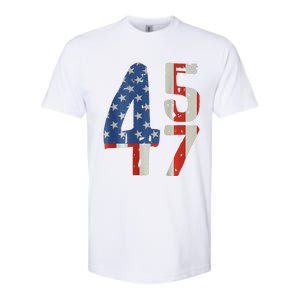 45 47 Trump 2024 American Flag (On Back) Softstyle CVC T-Shirt