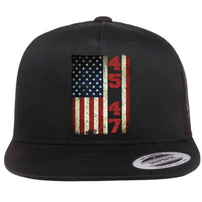 45 47 Trump Vintage Usa Flag 2024 President Election Politic Flatbill Hat