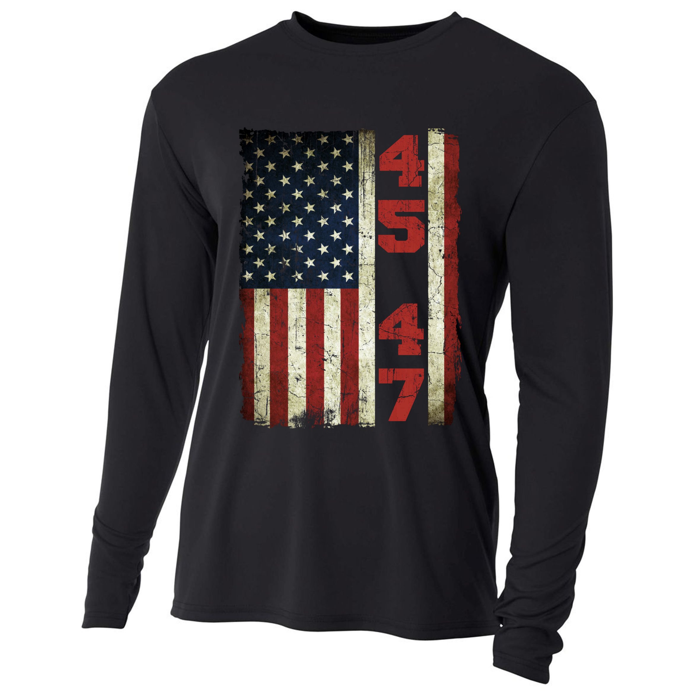 45 47 Trump Vintage Usa Flag 2024 President Election Politic Cooling Performance Long Sleeve Crew