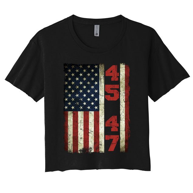 45 47 Trump Vintage Usa Flag 2024 President Election Politic Crop Top