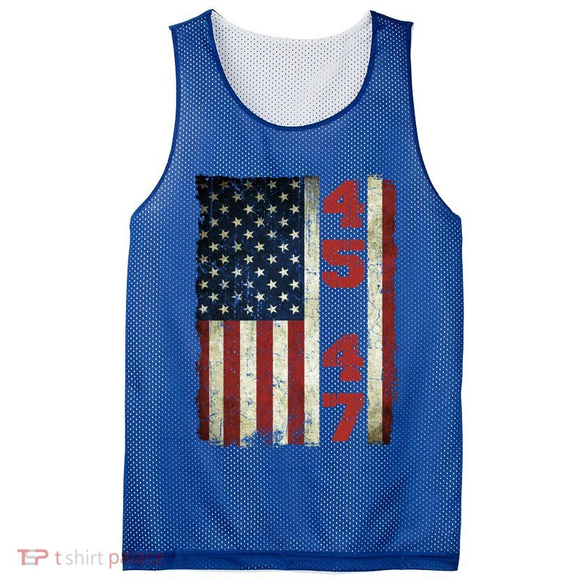 45 47 Trump Vintage Usa Flag 2024 President Election Politic Mesh Reversible Basketball Jersey Tank