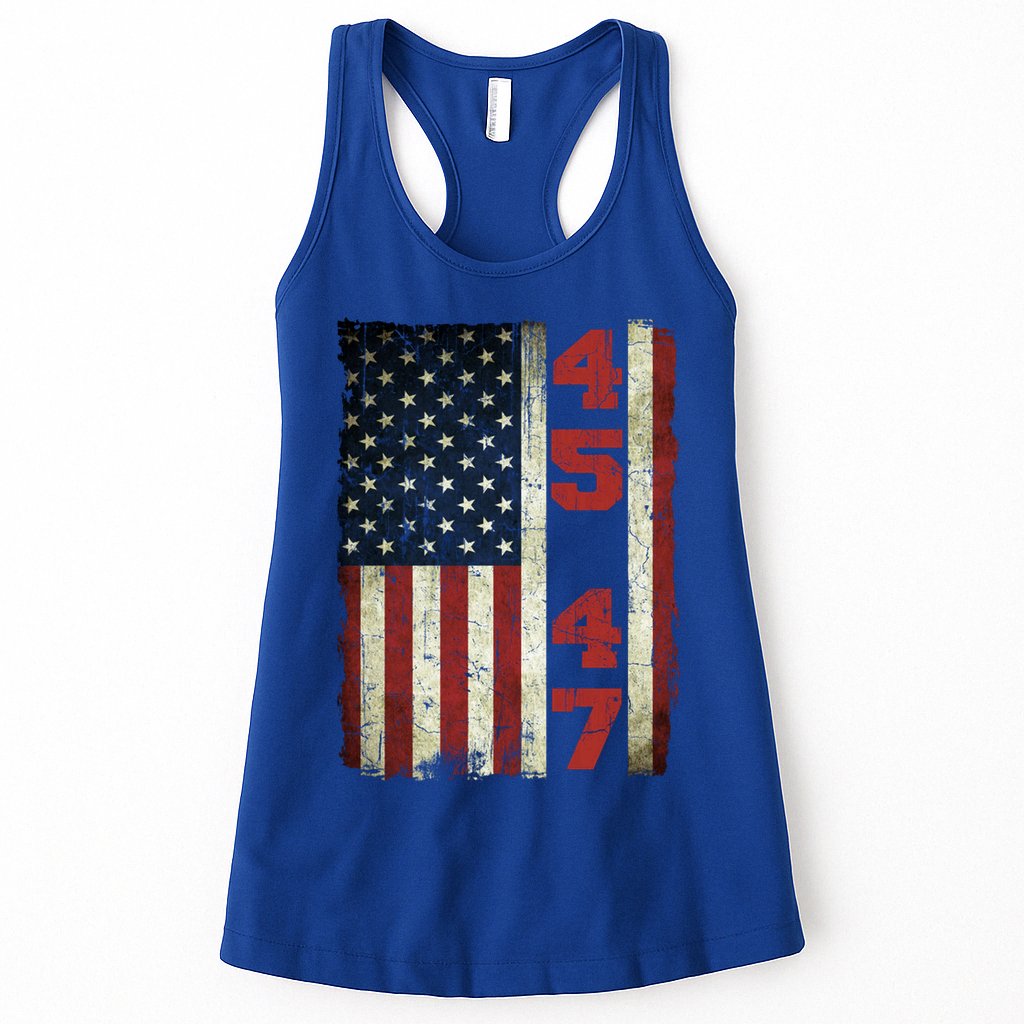 45 47 Trump Vintage Usa Flag 2024 President Election Politic Womens Tank Top