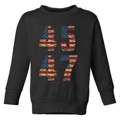 45 47 Trump Vintage Flag 2024 Election Toddler Sweatshirt