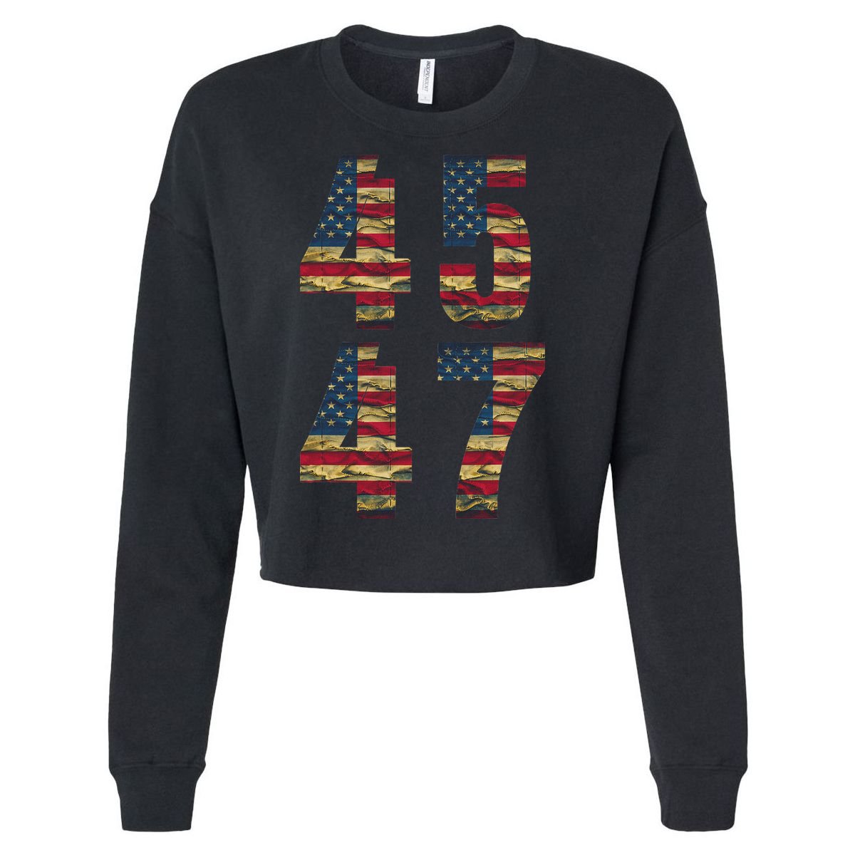 45 47 Trump Vintage Flag 2024 Election Cropped Pullover Crew