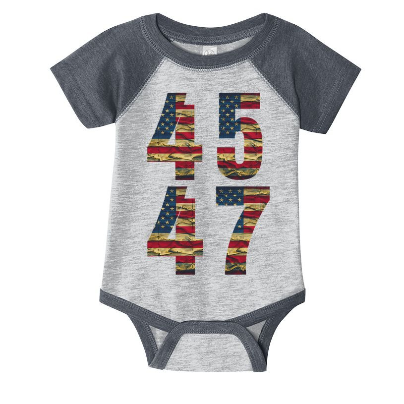 45 47 Trump Vintage Flag 2024 Election Infant Baby Jersey Bodysuit