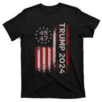 45 47 Trump 2024 American Flag Design T-Shirt