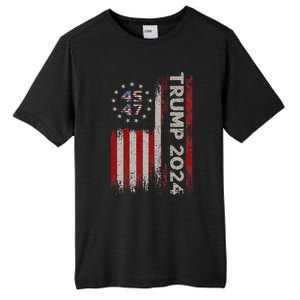 45 47 Trump 2024 American Flag Design Tall Fusion ChromaSoft Performance T-Shirt