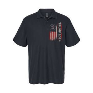 45 47 Trump 2024 American Flag Design Softstyle Adult Sport Polo