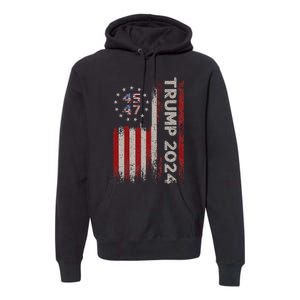 45 47 Trump 2024 American Flag Design Premium Hoodie