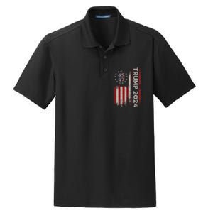 45 47 Trump 2024 American Flag Design Dry Zone Grid Polo