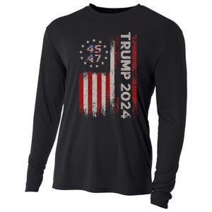 45 47 Trump 2024 American Flag Design Cooling Performance Long Sleeve Crew