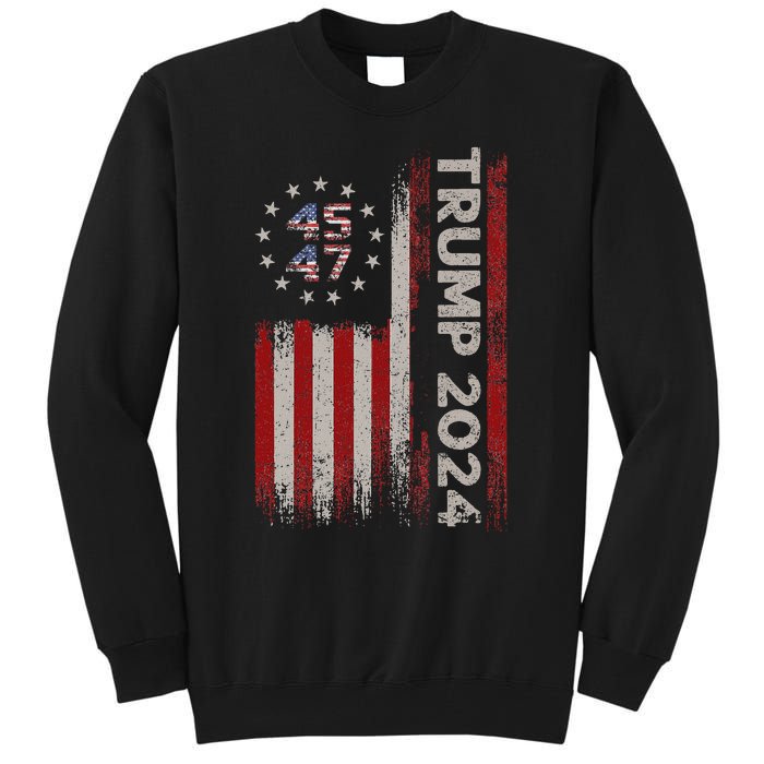 45 47 Trump 2024 American Flag Design Tall Sweatshirt