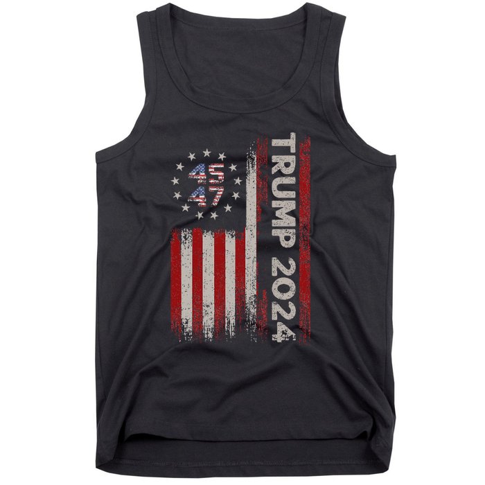 45 47 Trump 2024 American Flag Design Tank Top