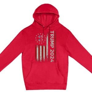 45 47 Trump 2024 American Flag Design Premium Pullover Hoodie