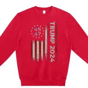 45 47 Trump 2024 American Flag Design Premium Crewneck Sweatshirt