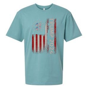 45 47 Trump 2024 American Flag Design Sueded Cloud Jersey T-Shirt