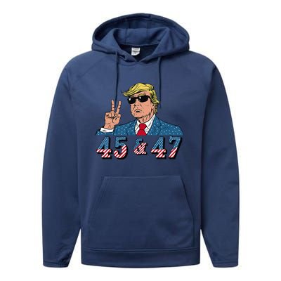 45 47 Trump Vote Elect Won Performance Fleece Hoodie