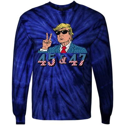 45 47 Trump Vote Elect Won Tie-Dye Long Sleeve Shirt