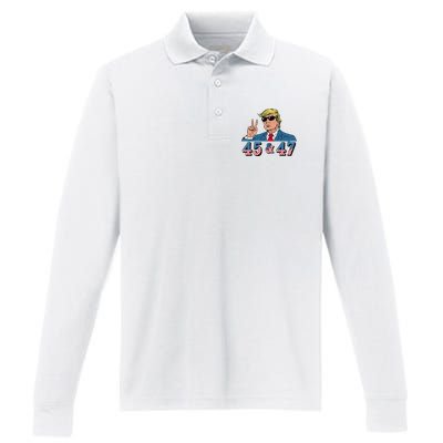 45 47 Trump Vote Elect Won Performance Long Sleeve Polo