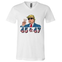 45 47 Trump Vote Elect Won V-Neck T-Shirt