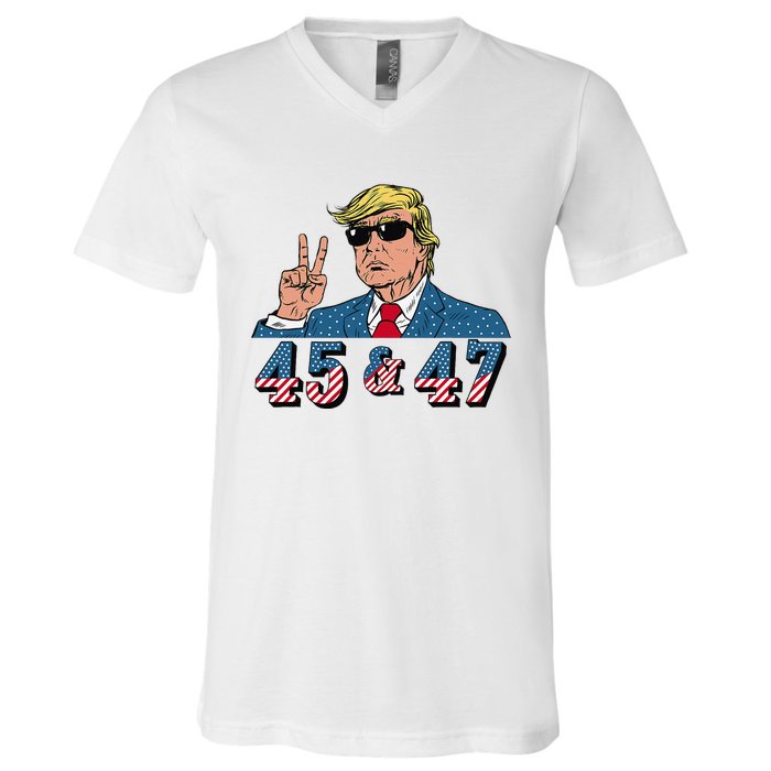 45 47 Trump Vote Elect Won V-Neck T-Shirt