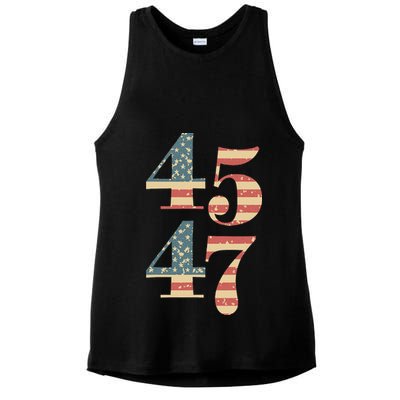 45 47 Trump 2024 Vintage Flag Design Ladies PosiCharge Tri-Blend Wicking Tank