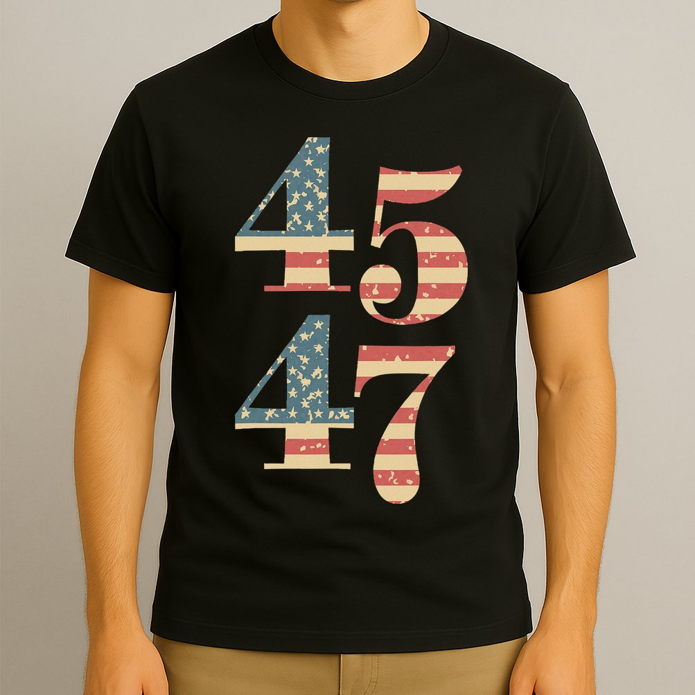 45 47 Trump 2024 Vintage Flag Design T-Shirt