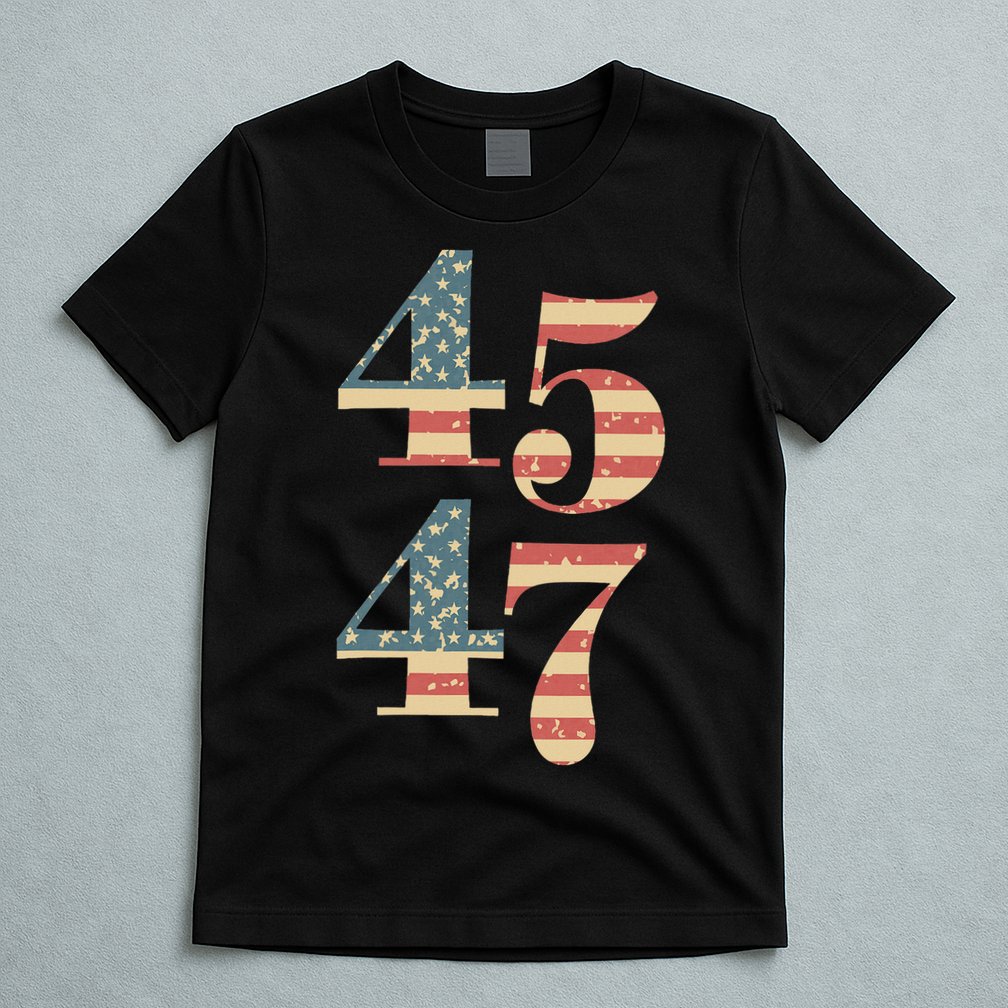 45 47 Trump 2024 Vintage Flag Design T-Shirt