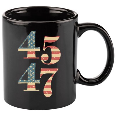 45 47 Trump 2024 Vintage Flag Design 11oz C Handle Ceramic Mug